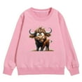 thumbnail image 3 of lnmuld Hoodies for Teens Solid Color Girls' Autumn and Winter Cute Cow Print Round Neck Long Sleeve Casual Hoodless Sweatshirt Size:3-4 Years, 3 of 4