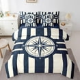 thumbnail image 1 of Erosebridal Nautical Compass Bedding Twin Size, Geometric Stripes Bedding Sets Twin Size, Ocean Theme Decor, Reversible, 1 of 5