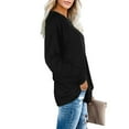 thumbnail image 3 of WZHKSN Female Solid Black Long Sleeve Crew Neck New T-Shirts, 3 of 5