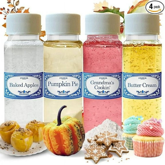 Thanksgiving Concentrated 2.0 fl oz Fragrances Pack Baked Apple, Pumpkin Pie, Grandma's Cooking & Buttercream, Use in Water Vacuums Like Hyla, Rainbow, Sirena, Diffusers