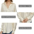 thumbnail image 5 of NeedBo Women's Blouse Satin Silk Button Down Shirts Casual Loose Long Sleeve Office Work Tunic Tops, Champagne, 5 of 8