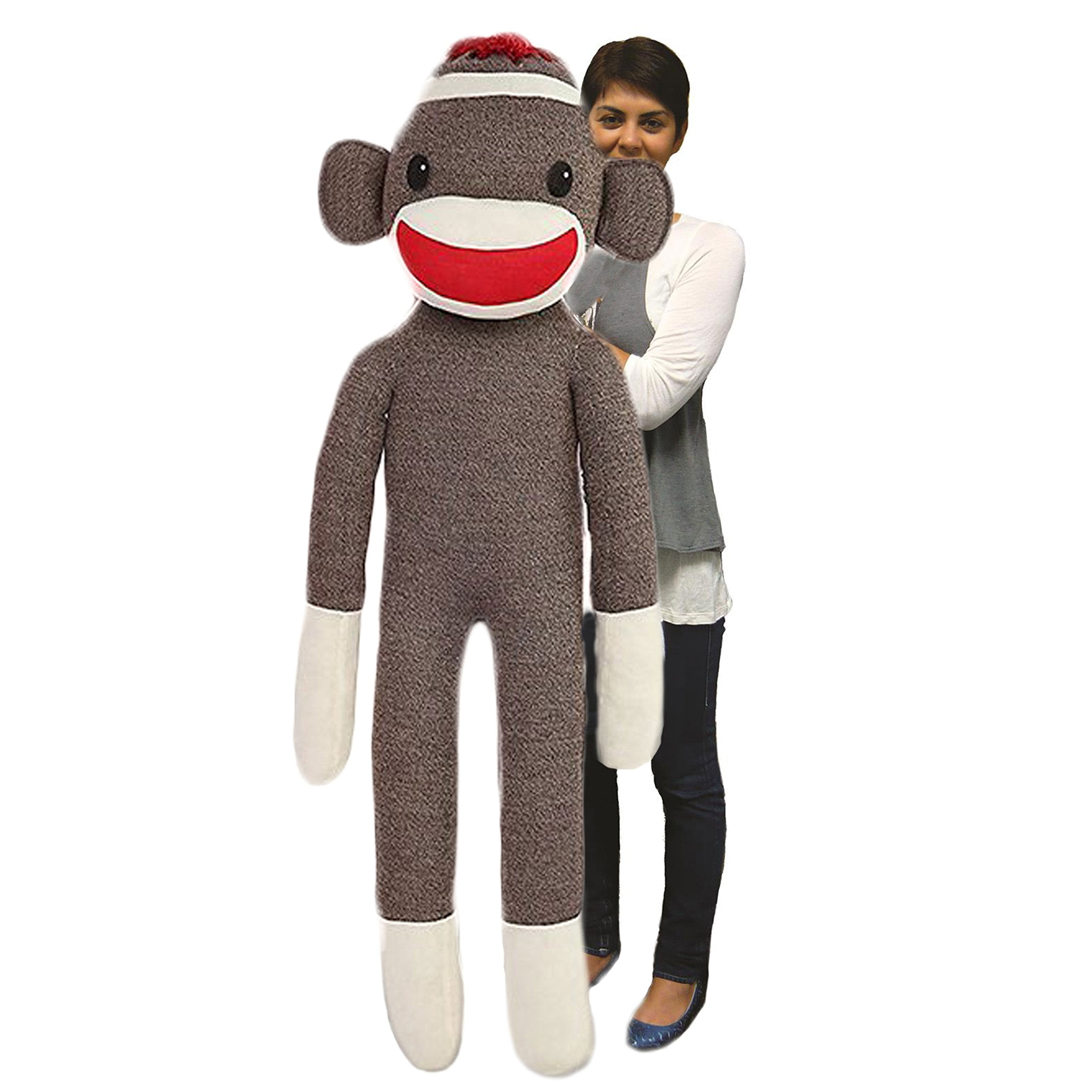 Plushland Giant Sock Monkey Stuffed Animal Life Size Huge 72 Inches ...