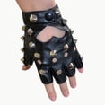 thumbnail image 2 of Guantes de cuero de medio dedo para hombres y mujeres con remaches de diamantes para bailar hip hop punk, guantes de fotografía geniales de moda para actuaciones, 2 of 6