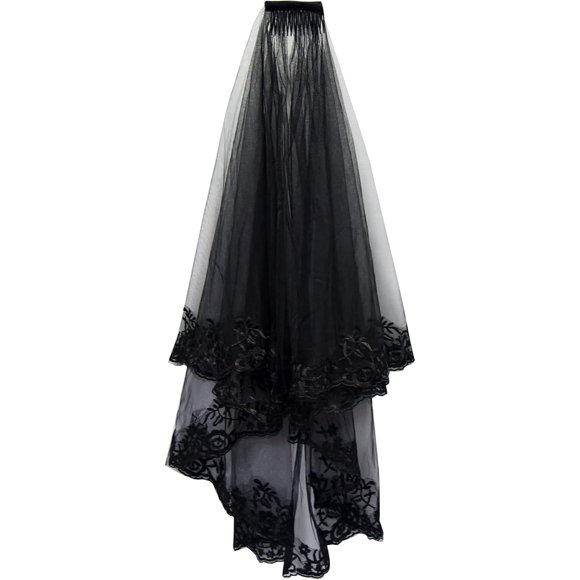Black Lace Veil Bridal Wedding Veils Halloween Veil for Women Brides Wedding Bridal Shower