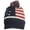 Navy/Beige, variant on Adult Americana Flag Cuffed Knit Beanie W/Pom & Faux Fur Lining - Navy/Beige