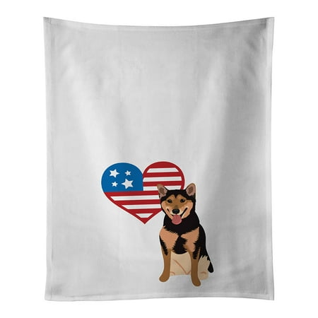 

Shiba Inu Black and Tan Patriotic White Kitchen Towel Set of 2 19 in x 28 in