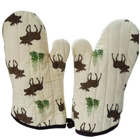 

Panda Superstore PS-HOM678536011-JENNY00004 Lovely Moose Stripe Cotton Heat Insulation Gloves & Oven Mitts Brown - Pack of 2