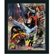 Bob Marley | Framed Famous Black Musicians Collage Art in Double Mat | 18L X 15W" Inches