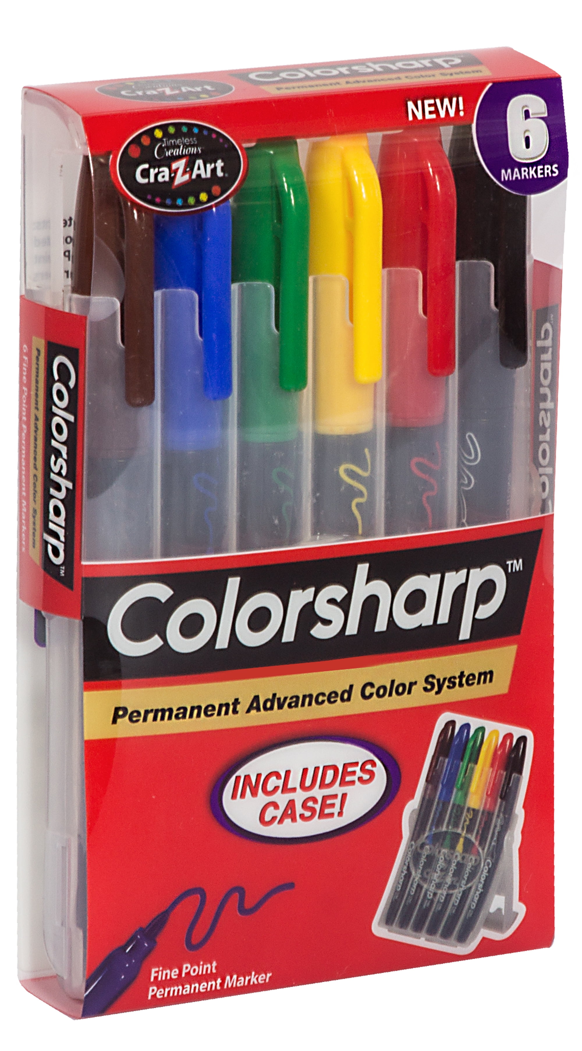 ColorSharp Permanent Markers Includes Case 6 Count Walmart
