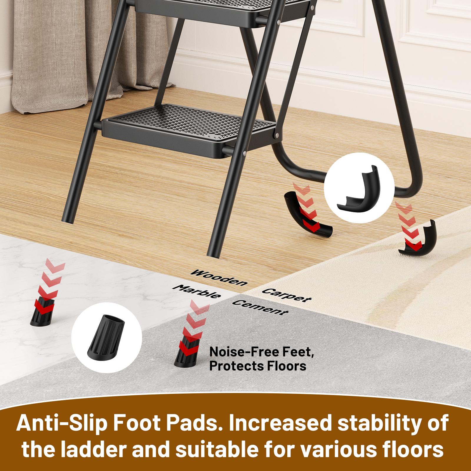 Lafati 3-Step Folding Steel Ladder, 330 Lb Capacity photo 7