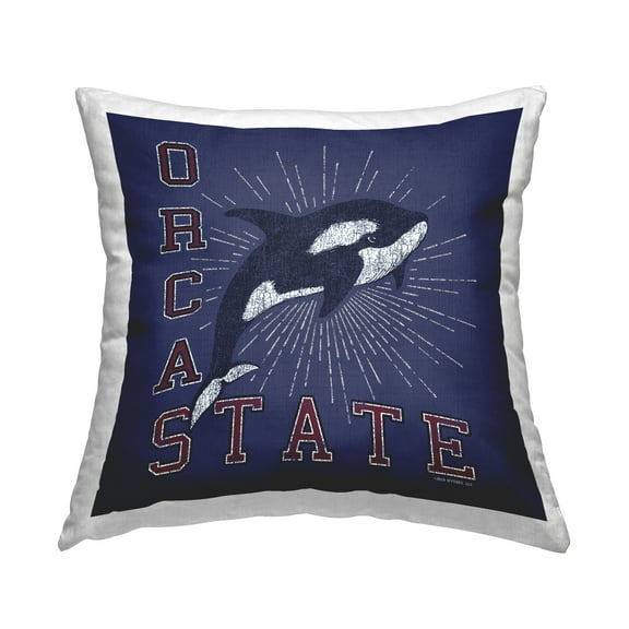 Stupell Industries Orca State Varsity Decorative Printed Throw Pillow Design by Spirit Animals/Life Is High.