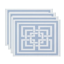 Simply Daisy, 18 x 14 Inch, Greek New Key, Geometric Print Placemat (Set of 4), Blue