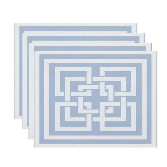 Simply Daisy, 18 x 14 Inch, Greek New Key, Geometric Print Placemat (Set of 4), Blue