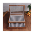 thumbnail image 6 of 23 Grid Walnut Pen Storage Case Luxury 2 Layer Pen Display Organizer Transparent Window Fountain Box Pen-, 6 of 10