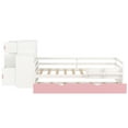 thumbnail image 6 of Harper & Bright Designs Twin Size Platform Bed with Bookshelf and Movable Wardrobe, Wood Storage Bed with Trundle Bed, Pink+White, 6 of 15