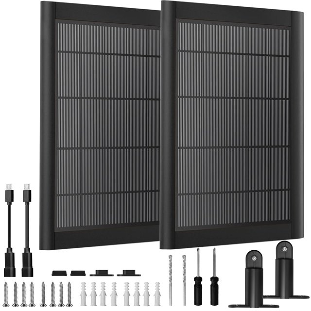 Cargador Solar YUELAN 5W con Batería de 3500mWh Paquete de 2 Negro