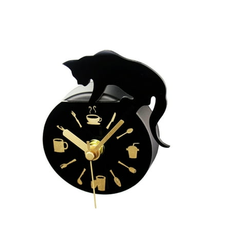 

Refrigerator Magnets Sticker Clock Round Cat Pattern Wall Clock Message Stickers