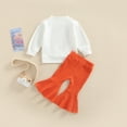thumbnail image 6 of Toddler Baby Girl Halloween Outfit Pumpkin Sweatshirt Long Sleeve Shirts Tops Bell Bottoms Flare Pants Set Fall Winter Clothes, 6 of 8