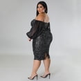 thumbnail image 5 of AURA Sequin Bodycon Dress Women Long Sleeve Sexy Party Club Evening Dress, 5 of 7