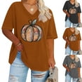 thumbnail image 5 of WREESH Women Plus Size Tops Thanksgiving Shirts Pumpkin Graphic Print T-Shirt Casual Short Sleeve V Neck T Shirts Dark Gray, 5 of 5