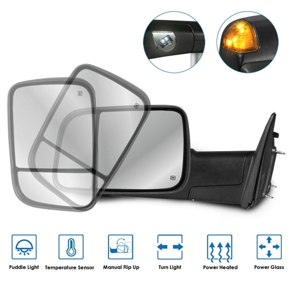 MOSTPLUS Driver Side Power Heated Tow Mirror for 2010-2018 Dodge Ram 1500 2500 3500