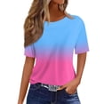 thumbnail image 1 of Women's Gradient Short Sleeve Crewneck Basic Tee for Everyday Casual Wear Comfortable Spring and Summer Fashion Top, 1 of 5