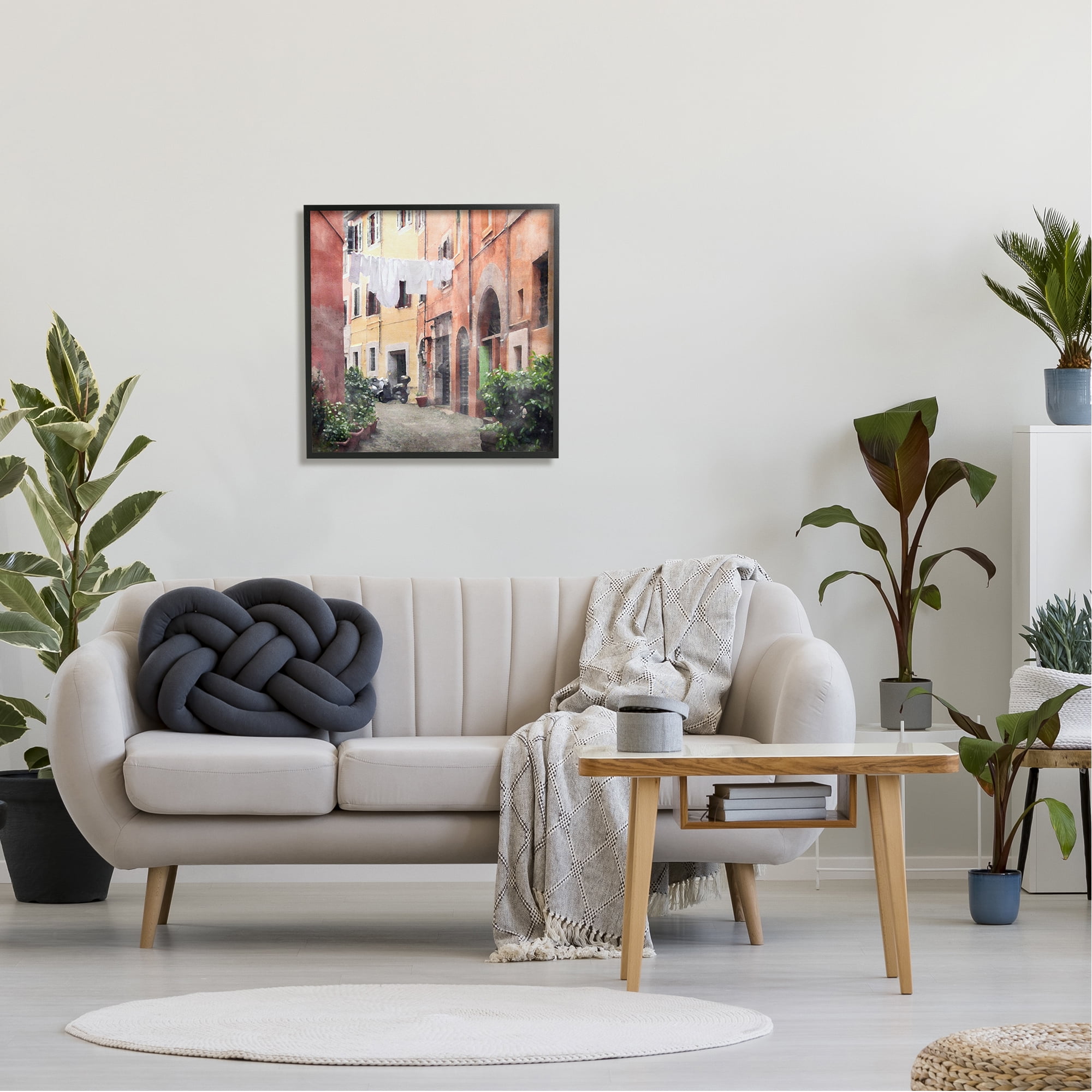 Stupell Industries Italy Street View Travel & Places Painting Black Framed Art Print Wall Art, 24 x 24