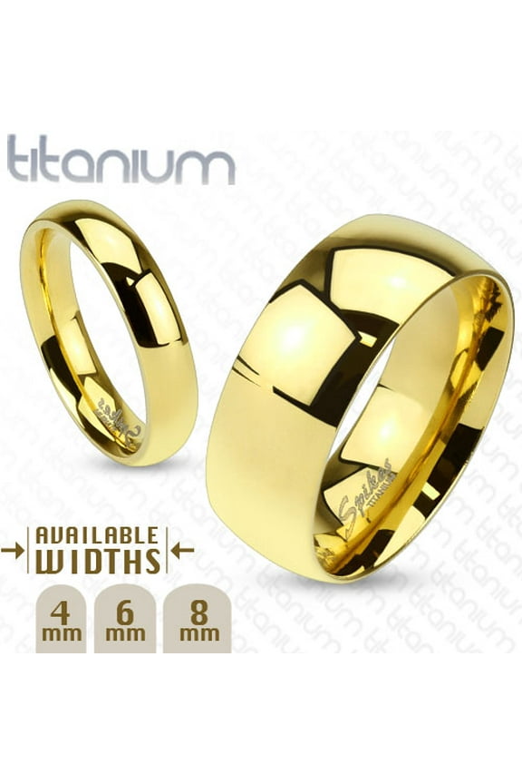 6mm Classic Gold IP Solid Titanium Wedding Band Ring (SIZE: 12)