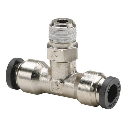 Push-Fit Tee Fitting 1/2 in Tube Size Brass Silver W172PLP-8-4