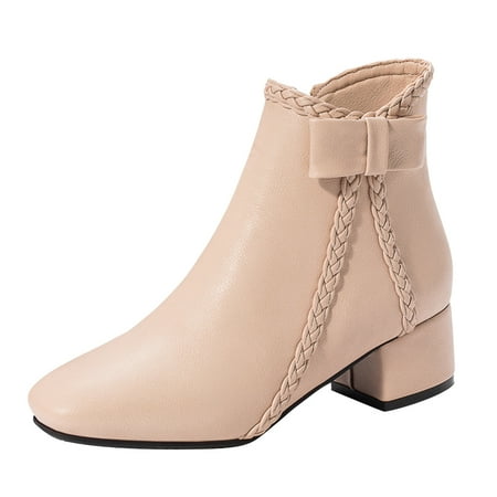 

Winter Savings Clearance Deals 2022! VEKDONE Square Heel Thick Heel Women s Boots Fashion Charm Leather Velvet Women s Boots