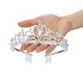 thumbnail image 2 of JYNOFD Tiara de corona de princesa con diamantes de imitación dorados vintage, accesorio para el cabello de novia para niñas adultas, transparente, 5 pulgadas, 2 of 7