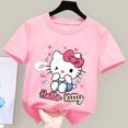 thumbnail image 3 of Camiseta de Hello Kitty para niños y niñas, ropa bonita de dibujos animados, ropa con estampado de figuras de Anime, Top rosa, regalo de verano, 3 of 5