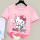 thumbnail image 3 of Camiseta de Hello Kitty para niños y niñas, ropa bonita de dibujos animados, ropa con estampado de figuras de Anime, Top rosa, regalo de verano, 3 of 5