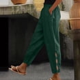 thumbnail image 2 of JGGSPWM Women's Elastic Waist Pants with Side Cutouts Casual Loose Fit Cropped Pant Trousers with Pockets Green L, 2 of 6