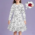 thumbnail image 1 of Odeerbi Vestido de Manga Larga Pintado A Mano Para Niñas A-Line Sketch Dress Round Neck Dress, 1 of 8