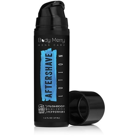 Body Merry Aftershave Lotion for Men - Post shave moisturizer w/ natural aloe + sandalwood + peppermint to soothe sensitive skin - Perfect to pair with shave creams or