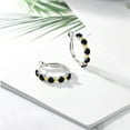 thumbnail image 4 of Gem Stone King 925 Sterling Silver Black Onyx and Yellow Created Sapphire Hoop Earrings for Women (2.60 Cttw, Round 4MM and 1.9MM, Gemstone Birthstone 1 inch Diameter), 4 of 4