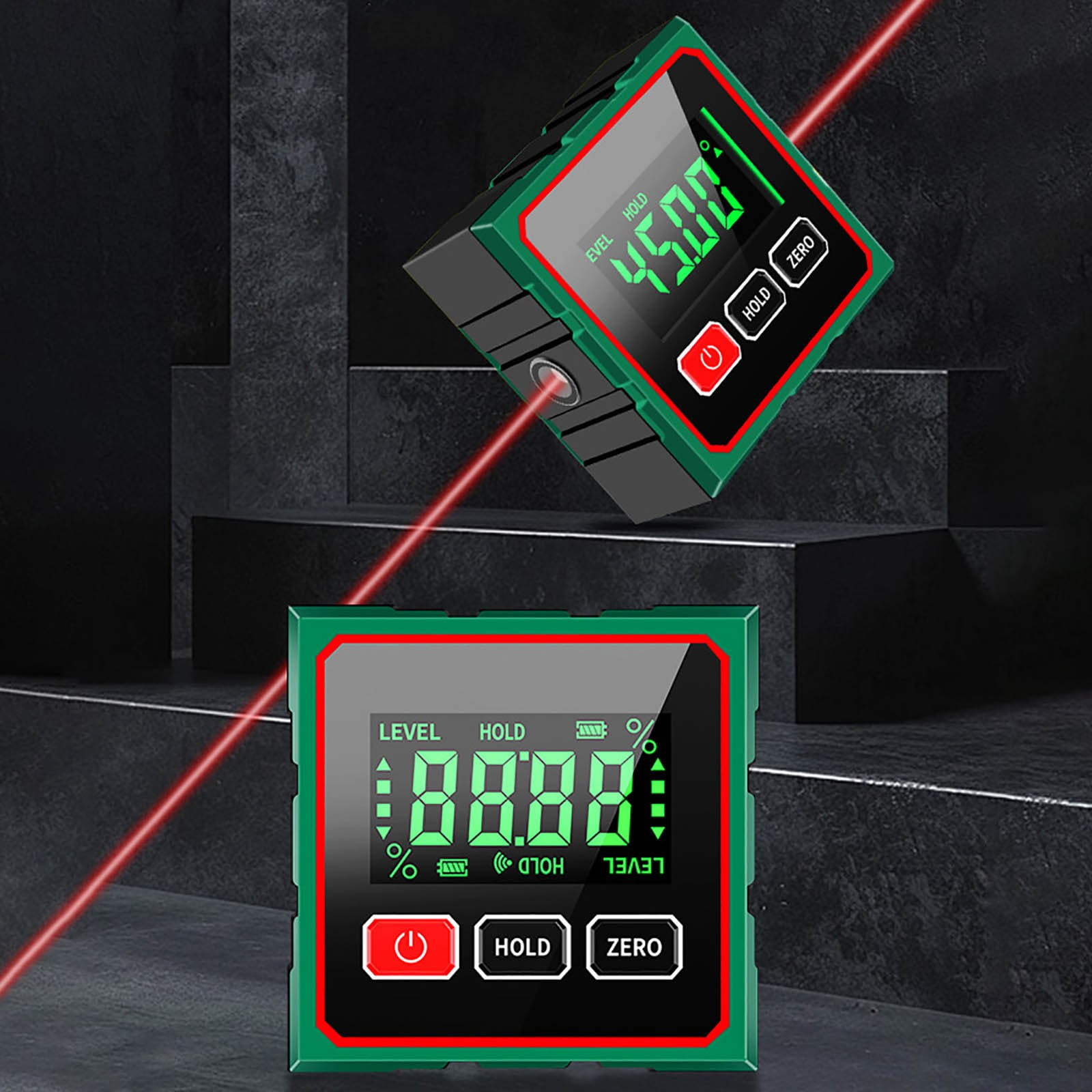 Digital Display Inclinometer with Laser Level, Angle Gauge for Precision Measurement, Magnetic Inclinometer with Type-C Charging, For Construction and DIY Projects