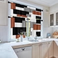 thumbnail image 5 of Brown Kitchen Window Curtains Valance and Tier Set 36 Inch, Black Grey White Modern Rod Pocket Short Tier Curtain for Bathroom, Abstract Art Small Cafe Drapes for Decor, 5 of 7