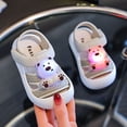 thumbnail image 3 of Dakaela 9M-5Y Kids Sandals Light up Bear Boys Girls Summer Water Shoes Non Slip Athletic Beach Casual Slides with Hook and Loop Light Gray, 3 of 6
