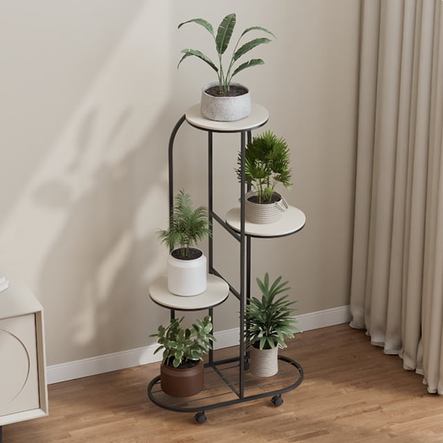 Plant Shelving,Plant Shelf For Multiple Plants,Wrought Iron Plant Shelf,Flower Pot Holder Display Racks With Wheels,For Garden,Patio