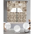 thumbnail image 2 of Coffee Swag Kitchen Curtains Sets for Windows 24 Inch Length, Beige Farmhouse Retro Beans Latte Tea Cup Funny Short Window Curtain Panels Swags Valances and Tiers 3 Piece Set for Cafe/Dining Room, 2 of 5