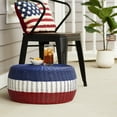 thumbnail image 3 of Household Essentials Handwoven Resin Ottoman Table, Blue, White and Red, 3 of 5