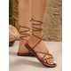 thumbnail image 2 of Vacation Outdoors Lace Up Flat Sandals for Women, Multi Strap Plain Artificial Leather Strappy Sandals, 2 of 4