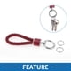 thumbnail image 2 of Llavero de Bargains Únicos, llavero universal con anillo para llaveros para mujeres, cuero sintético rojo oscuro tono plateado, 2 of 6