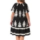 thumbnail image 2 of Vestido de verano casual midi de mujer plus size bohemio Agnes Orinda, con cuello redondo, mangas cortas, plisado y en color negro 1X, 2 of 7