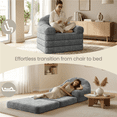 thumbnail image 6 of Renwick 2-in-1 Convertible Chair Bed Folding Sleep Chair Chenille Couch with Armrests Plush Bean Bag Chair for Living Room, Gray, 6 of 10