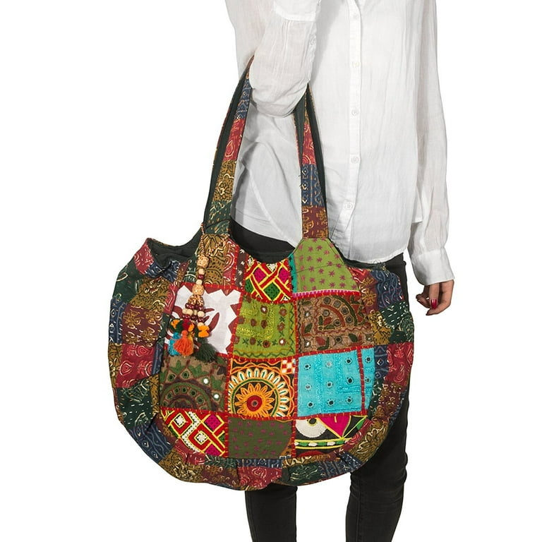 Tribe Azure Patchwork Mirrors Women Large Shoulder Bag Tote Summer