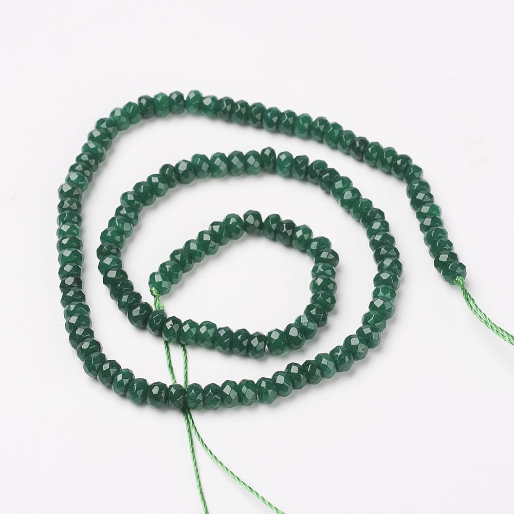 10 Strand Natural Malaysia Jade Beads Strands Dyed Faceted Rondelle Green 4x3mm Hole: 1mm 116pcs/strand 13.7 inch(35cm)