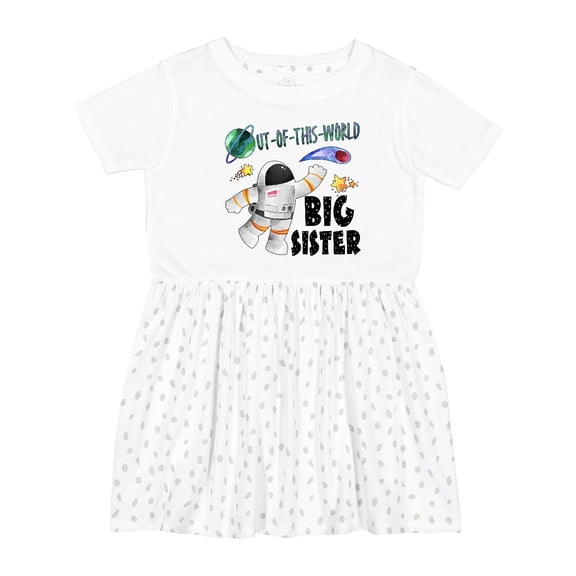 Inktastic Out of This World Big Sister Astronaut in Space Girls Toddler Dress